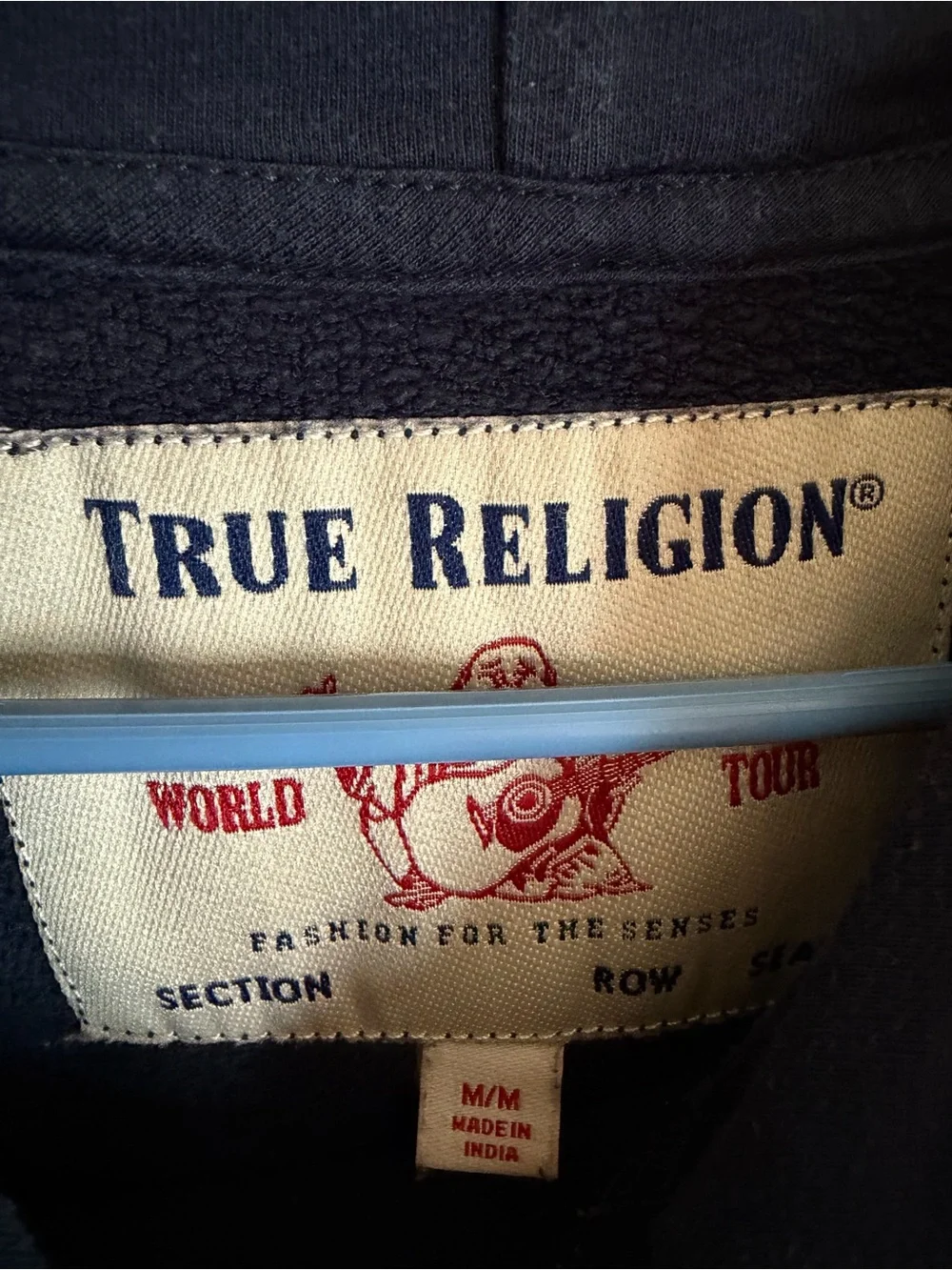True Religion Navy, White & Gold Logo Hooded Pullover